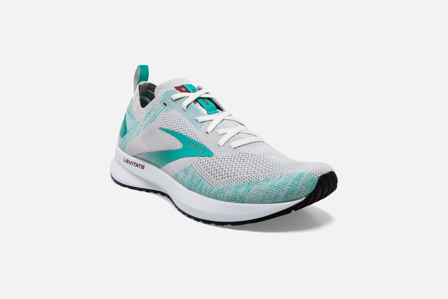 Levitate 4 Road Brooks Running Shoes NZ Womens - Grey/Turquoise - AHLIQG-361